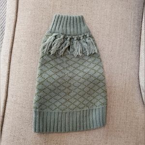 NWOT XXS YOULY Olive Green Knit Dog Sweater Fringe The Artist Petco